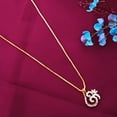 thumbnail image 2 of Efulgenz OM AUM Ohm Pendant Chain Necklace India Spiritual Good Luck CZ Jewelry Gift for Men Women, 2 of 6