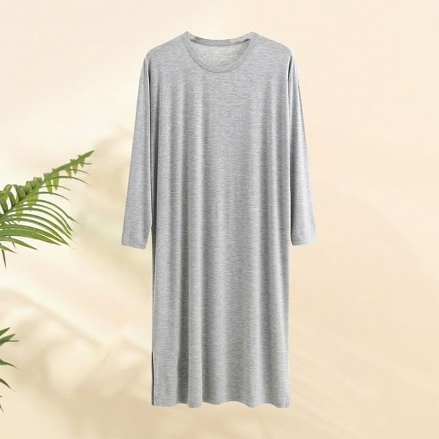 Chemise de Nuit Douce à Manches Longues et Col Rond pour Homme pour Dormir et Se Détendre