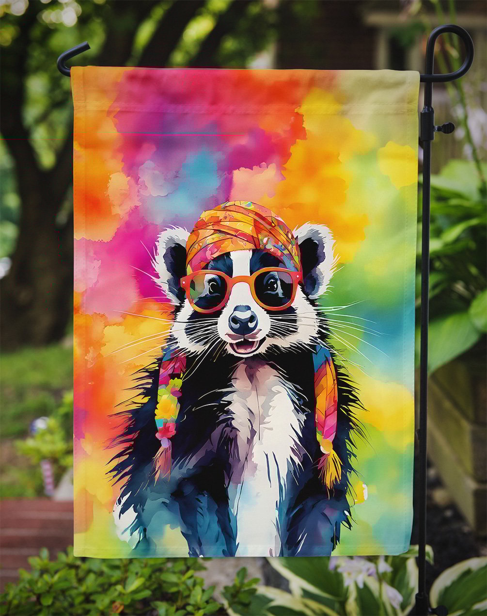 thumbnail image 3 of Hippie Animal Skunk Garden Flag 11.25 in x 15.5 in, 3 of 5