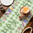 thumbnail image 3 of Easter Bunny Table Runner - 36 Inch Long Spring Easter Eggs Chick Floral Sage Green Check Cotton and Linen Blended Dress Scarves Farmhouse Table Runner for Kitchen Dining, Coffee Table, 13" x 36", 3 of 8