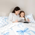 thumbnail image 4 of Erosebridal Blue Girly Bowknot Full Size Comforter Sets For Kids,Coquette Bow Print Letter Q Initial Bedding Sets,Reversible,3-Piece, 4 of 7