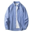 thumbnail image 2 of felwors Mens Striped Trendy Long Sleeve Shirt Lightweight Casual Button Front Shirt Blue for Size M, 2 of 4