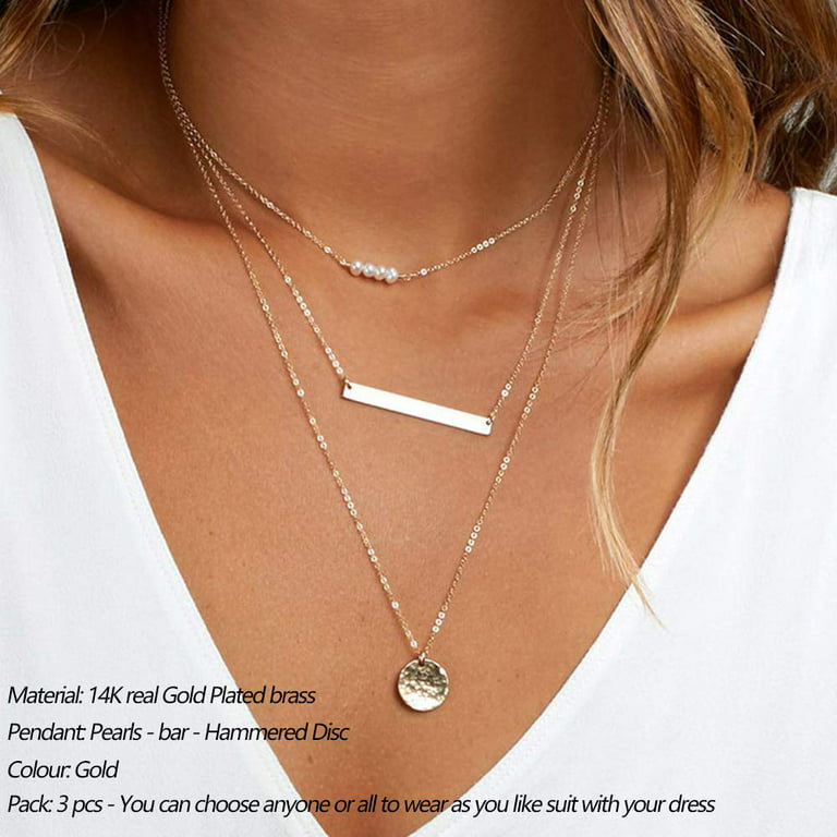 Multi-layer Gold Silver Tone Lock and Key Pendant Choker Necklace - Gold