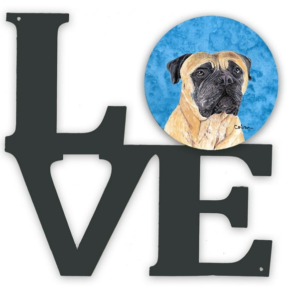 Blue Mastiff Metal Wall Artwork LOVE