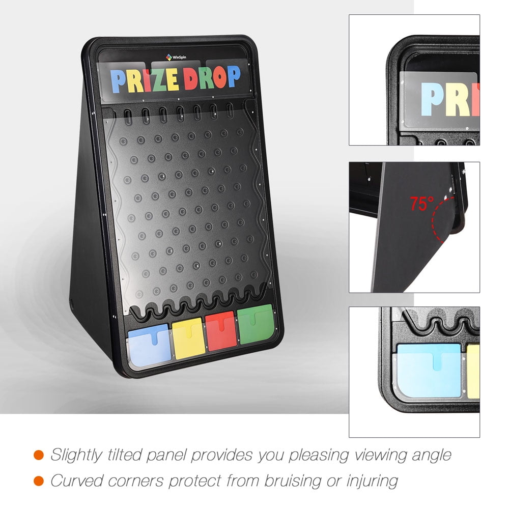 WinSpin 41"x25" Prize Drop Board Foldable Stand Disk Drop Board Game with 12 Playing Pucks for Carnival Tradeshow Party Live Stream