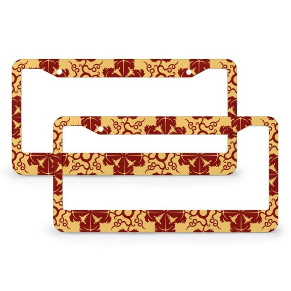 License Plate Cover Damask Pattern Car Front License Plate Frame 2 PCS Fashioned Abstract Vintage Aluminum Metal License Plate Frames for Women Men Auto Decoration Hardware