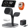 thumbnail image 1 of EXW Wireless Charging Station for Magsafe Charger,Charging Station for Multiple Devices,Wireless Charger for iPhone 16/15/14/13/12 Series,Apple Watch Series 1-9,AirPods with LED and Adapter (Black), 1 of 5