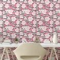 thumbnail image 2 of Ambesonne Floral Inspiration Peel & Stick Wallpaper for Home, Roses on Stripes, 13"x72", Pastel Pink White Black, 2 of 5