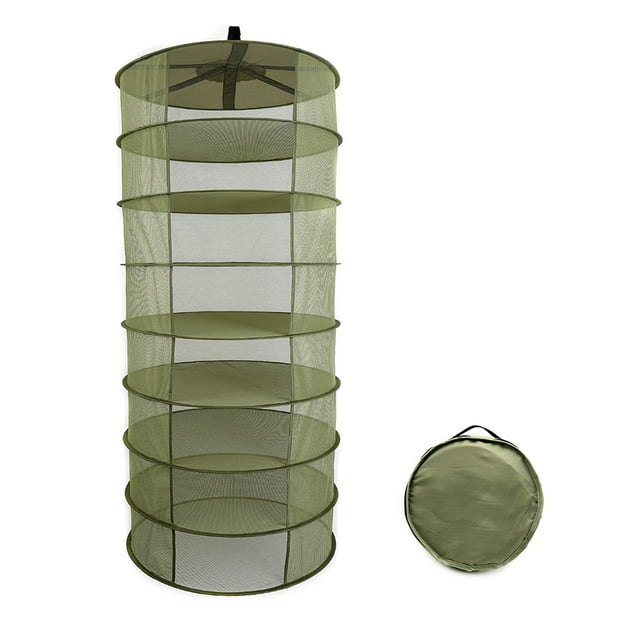 Cesta colgante de 8 capas, estante de secado plegable, red seca para hierbas, forma de apertura, bolsa secadora, malla