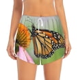 thumbnail image 2 of Gukieu A monarch butterfly Print Women's Sports Shorts with Drawstring Elastic Waistband for Running, Yoga, Fitness-Large, 2 of 7