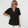 thumbnail image 4 of WBQ Women's Dressy Casual Tops Business Work Blouses Button Down Shirts Cap Sleeve V Neck Tshirt, 4 of 8