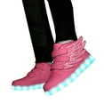 thumbnail image 4 of HXWCHs Unisex High ofp LED Light Up Sneakers with USB Rechargeable Flashing Technology for Kids and Children 5-5.6 Years Pink, 4 of 8