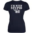 thumbnail image 1 of I'm With Stupid Right Funny Navy Juniors Soft T-Shirt - 2X-Large, 1 of 1