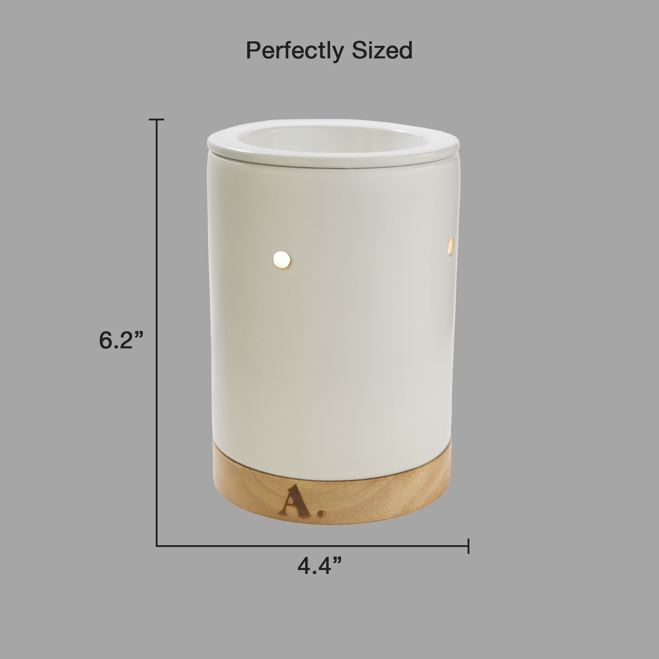 Allswell Wax Warmer Cream Ceramic with Wood Base