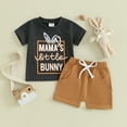thumbnail image 2 of Bagilaanoe 2pcs Toddler Baby Boy Easter Outfits Shorts Set Short Sleeve Letter Print T Shirt Tops + Shorts 6M 12M 18M 24M 3T Kids Casual Summer Clothes, 2 of 9