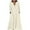 Beige, variant on Women's Cotton Linen Dress Solid Color Notched Neck Puff Sleeve Dress Plus Size Loose 3/4 Sleeve Midi Dresses