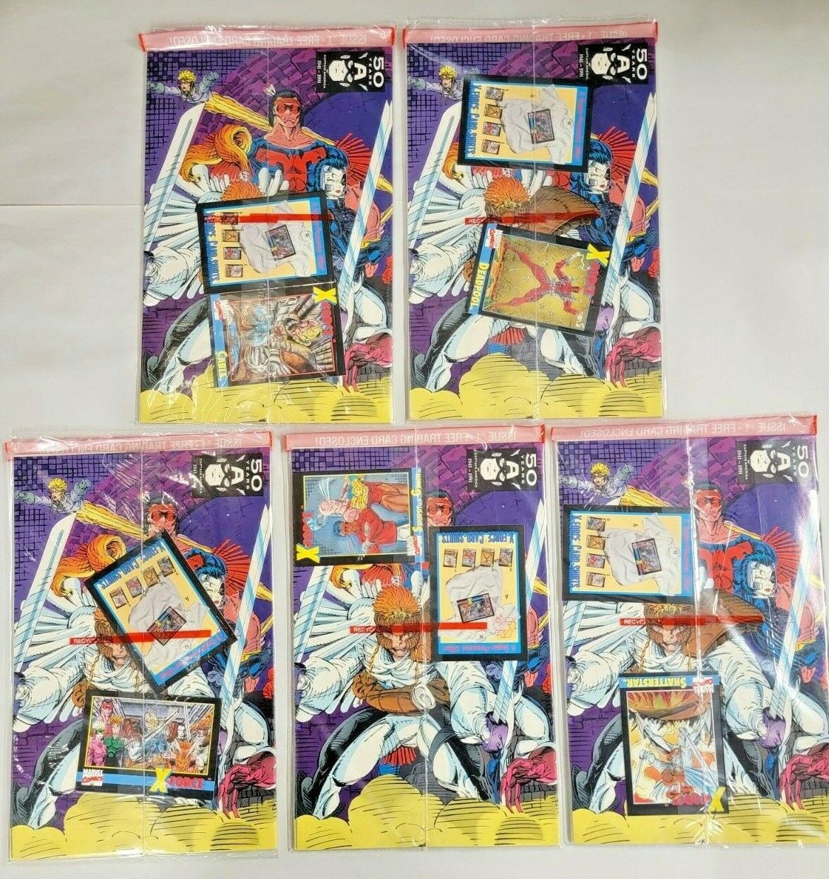 Lot of 5 Collector's Edition Marvel X-FORCE #1 Comic Books with 5 different  (including Deadpool) Trading Cards - Walmart.com