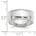 thumbnail image 2 of 925 Sterling Silver Solid Polished Half Round 9mm Milgrain Band Ring Size 12 Ring for Women and Men, 2 of 2