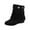 Black, variant on Fesfesfes Women Ankle Snow Boots Retro Tassels Shoes Casual Fashion Solid Color Frosted Suede Flat Inner Height Boots 42(US:9)