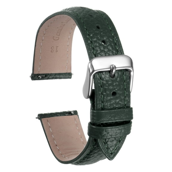 Uxcell Genuine Leather Watch Bands 18mm Flat Quick Replacement Leather Watch Strap Elegant Women Men Watch Straps Green