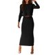 thumbnail image 1 of Conjunto de Suéter Mujer PRETTYGARDEN Top Corto y Falda de Punto Canalé XL Negro, 1 of 8
