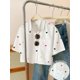 thumbnail image 1 of Blusa Casual De Manga Corta Blanco Con Estampado Multicolor De Corazones, 1 of 30