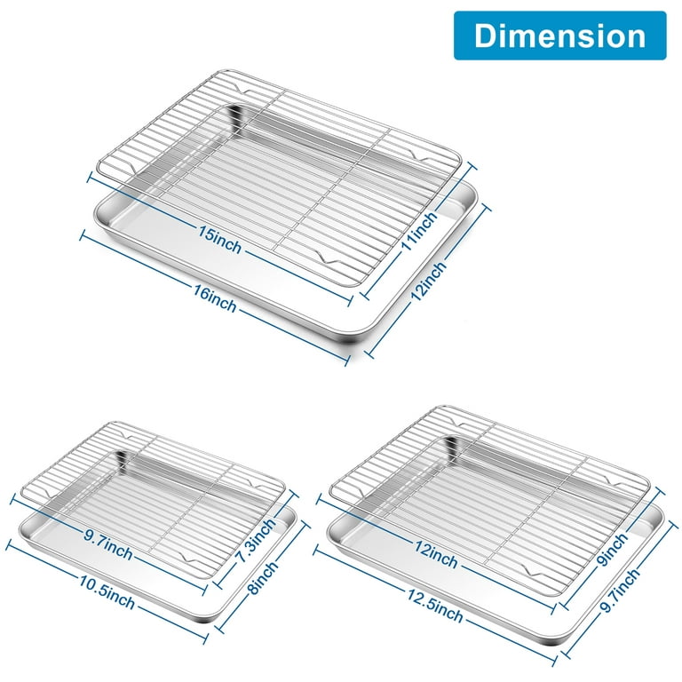 Wildone Baking Sheet with Rack Set (3 Pans + 3 Racks), Stainless Steel  Baking Pan Cookie Sheet with Cooling Rack, Non Toxic & Heavy Duty & Easy  Clean