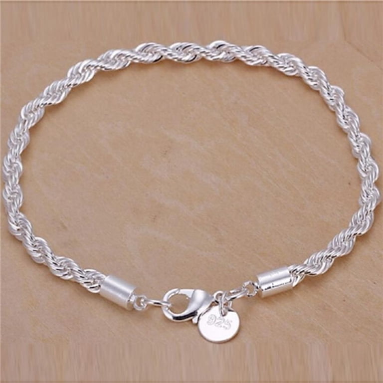 Hazel Silver Twist Linked Chain Bracelet in Pleated Alloy 20cm x