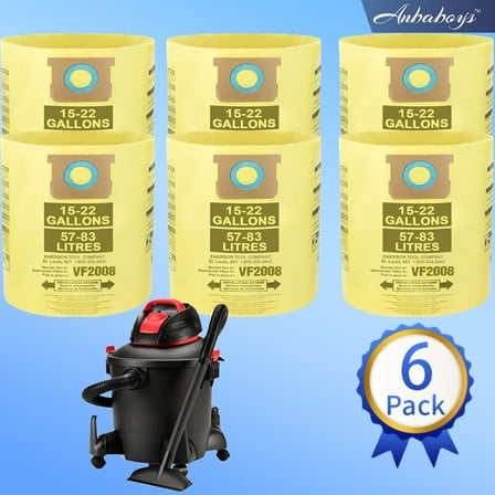 Anbaboys 6-Pack,90673 ,Type J -15-22 Gallon High Efficiency Disposable Filter Bags ,Compatible with Shop-Vac 15-22 Gallon Wet/Dry Vacuum Cleaners