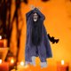 thumbnail image 1 of Halloween colgante fantasma cara cráneo prop | material de tela | azul naranja blanco | textura realista esqueleto | decoración de terror festivo | 35.4x9.8x5.9in | 1 colgante, 1 of 6