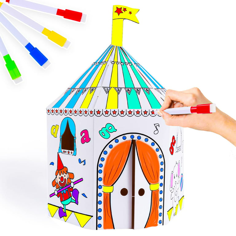 Cardboard Playhouse and Craft Activity for Kids Drawing Painting Toys for 4  5 6 Year Old Girls Boys Kids' Paper Craft Kits Art Supplies for 4-12 Year