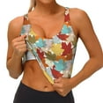 thumbnail image 4 of Haiem Fall Maple Leaves Pattern Womens Sports Bra - U Neck Padded Low Impact Yoga Bra Workout Crop Top Gym Moisture-Wicking Workout Vest -Large, 4 of 9