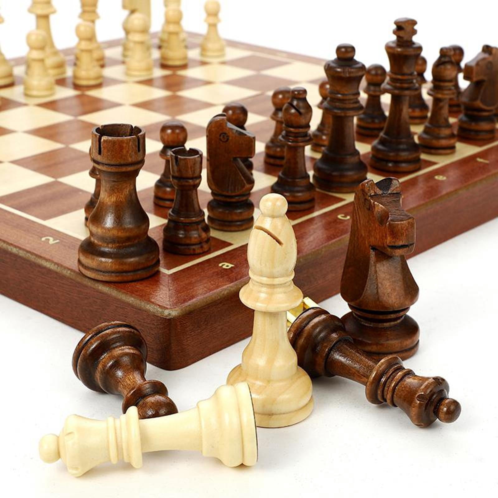 LeeQinersw Professional 18" Tournament Vintage Wooden Chess Set Folding Chessboard Wood