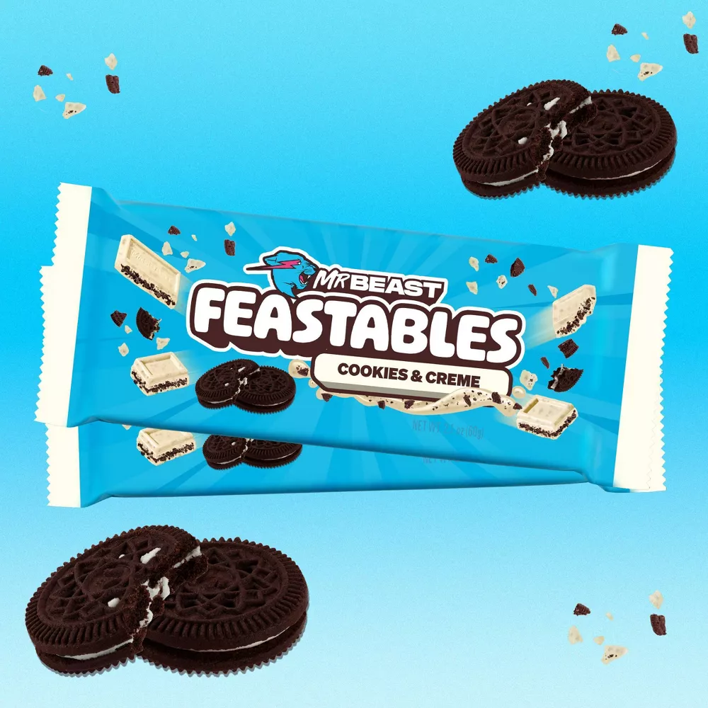 Feastables MrBeast Cookies & Cream Chocolate Bar 60g for Office