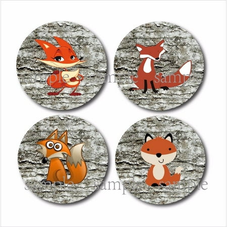 

4 Cup Set Cute Fox Woodland Coasters Wooden MDF Coaster Rustic Home Decor Wedding Favor Gift Birthday Party Decoration Supply