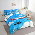 thumbnail image 3 of Homewish Modern Airplane 7-Piece Bedding Comforter Set,Cartoon Aircraft King Bedding Sets,Blue White Red Bed Sheets For Boys Kids,Microfiber Bedroom Decor Reversible, 3 of 8