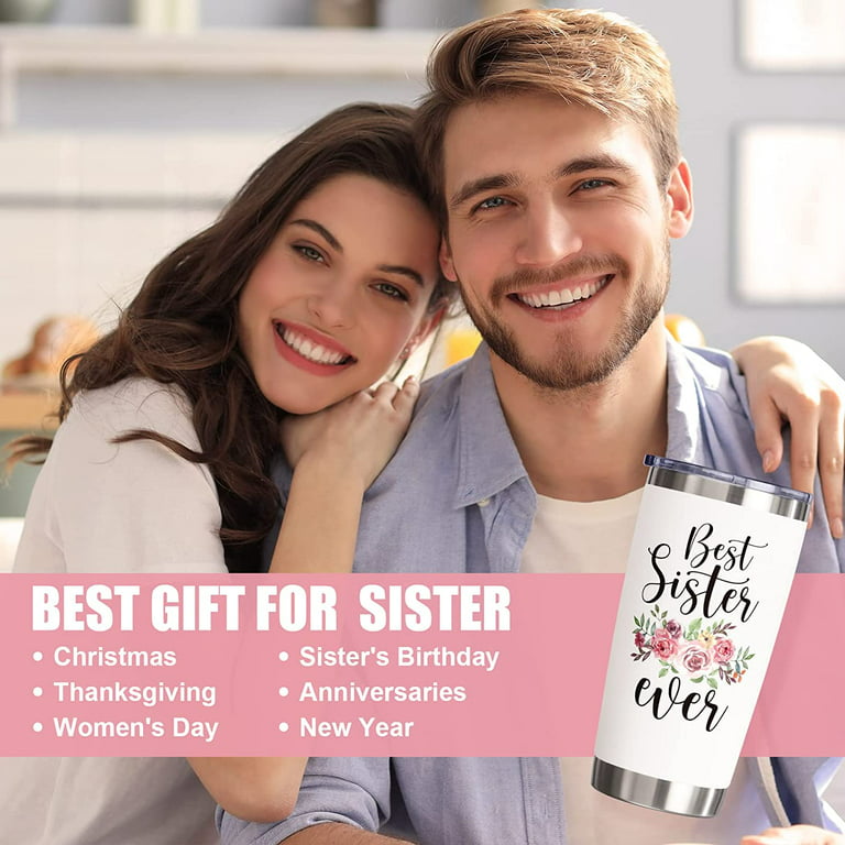 Best Sister Gifts - 20 oz Tumbler Christmas Gift for Sister, Sister in Law  from Sister, Brother, Friends, Insulated Cup Thanksgiving Birthday Boxed