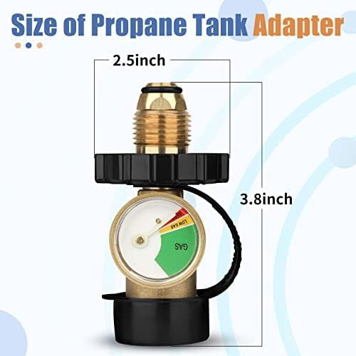 Propane Tank Adapter with Gauge Converts POL LP Tank Service Valve to QCC1 / Type 1,Old to New Connection Type,5-100 lb Propane Tank Gauge for RV Camper, BBQ Gas Grill, Heater（2 Pack）$$Garden & Patio