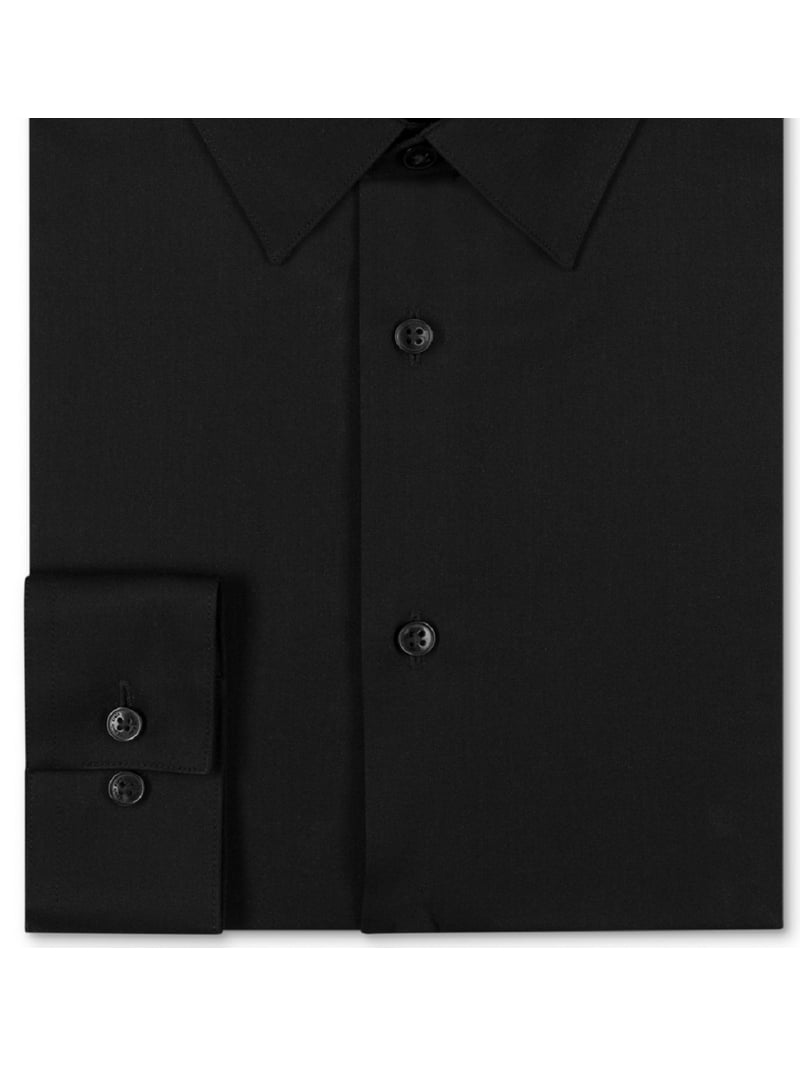 Calvin Klein Steel Men's Slim-Fit Non-Iron Herringbone Dress Shirt - Black - Size 15.5 34/35
