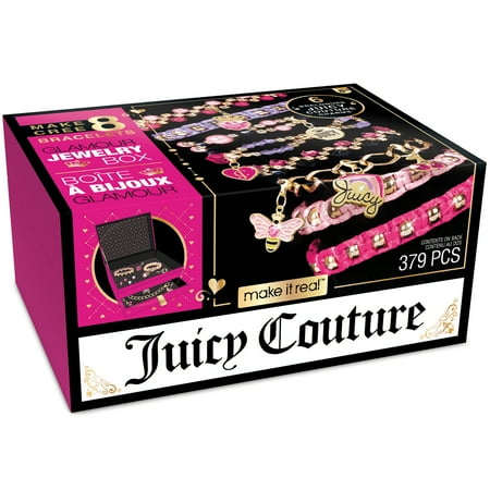 Juicy Couture: Glamour Box DIY Jewelry Kit - Create 8 Unique Charm Bracelets, 379 Pieces in Pink Storage Box, 6 Juicy Charms, Tweens & Girls, Ages 8+