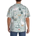 thumbnail image 3 of Uemuo Goose and Doodle Flowers Pattern Cotton Linen Short Sleeve Shirts,Casual Lightweight Button Down Shirts,Vacation Beach Summer Tops-4X-Large, 3 of 7