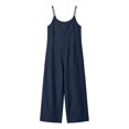 thumbnail image 4 of YuXingFu Jumpsuits for Women Casual Petite Women Spring and Summer Solid Color with Pockets Wide Legs Jumpsuit Navy L, 4 of 6