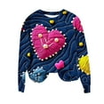 thumbnail image 2 of Holiday Sweatshirts for Women Loose Fitted Heart Long Sleeve Crew Neck Pullover Casual Love Valentine Teacher Tshirts Trendy Drop Shoulder Valentines Day Outfit, 2 of 7