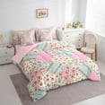 thumbnail image 3 of Homewish Chic Flower Rose 7-Piece Twin Bedding Sets for Kids Children Teens,Geometric Plaid Patchwork Bedding Comforter Set,Floral Blossoms Breathable Sheet Sets,Lightweight Room Decor,Reversible, 3 of 8