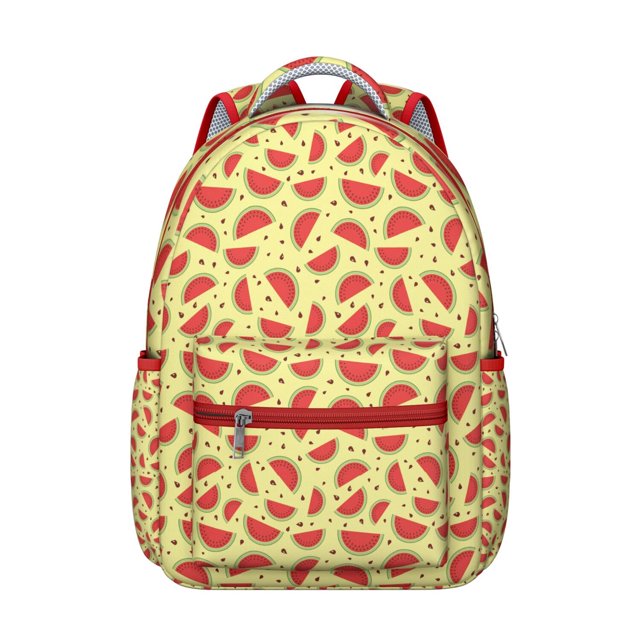 Watermelon Geometric Pattern Backpack Summer School Bag with Fresh Fruit Design and Aesthetic Tropical Vibes