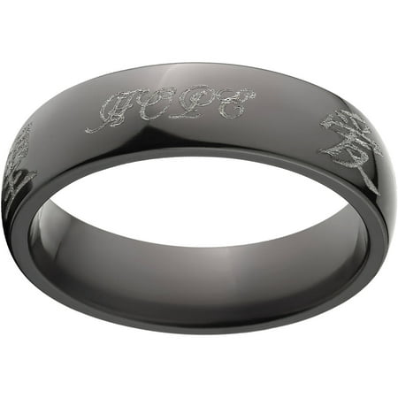 5mm Half-Round Black Zirconium Ring with the Japanese Kanji for Love Laser