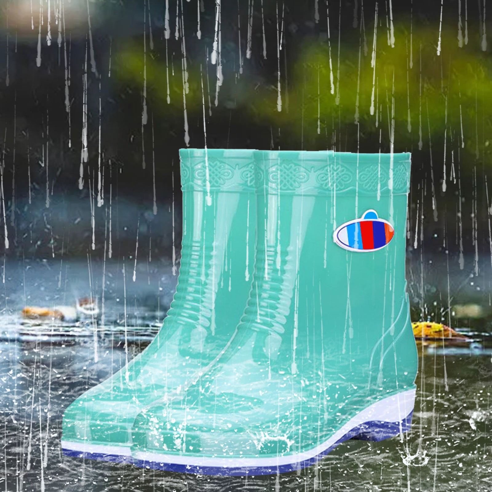 IUJSOY Ankle Rain Boots for Women Short Boots Elastic Slip on Lightweight Comfortable Garden Outdoor Shoes
