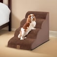 thumbnail image 2 of Demi Bonn 28" Pet Stairs for Small Dogs, 4-Step Dog Ramp for Beds and Couch, Non-Slip Balanced Indoor Step, Brown, 2 of 9