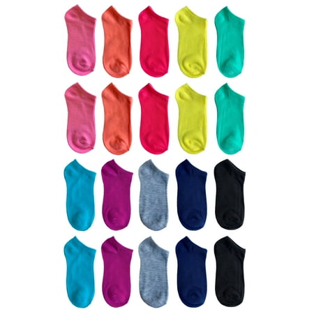 Wonder Nation Girls Socks, 20 Pack No Show Fashion (Little Girls & Big Girls)