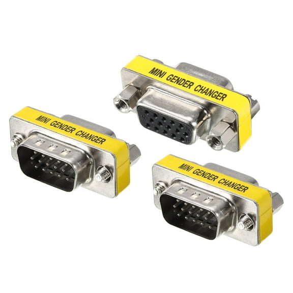 Uxcell VGA Coupler VGA Gender Changer Connector Male to Male/Male to Female/Female to Female VGA Adapter Conversion,3pcs